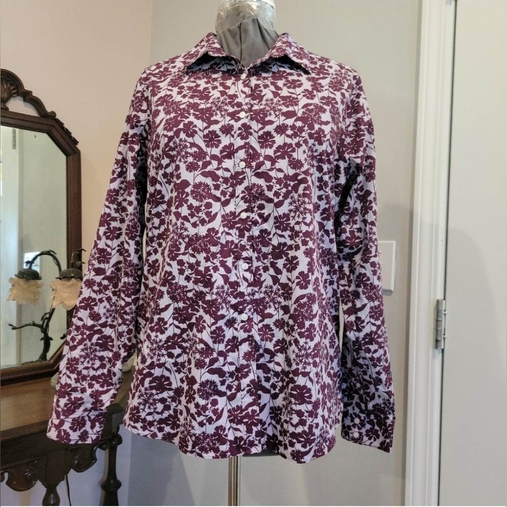EUC 16Tall Land's End Purple Floral Supima Cotton